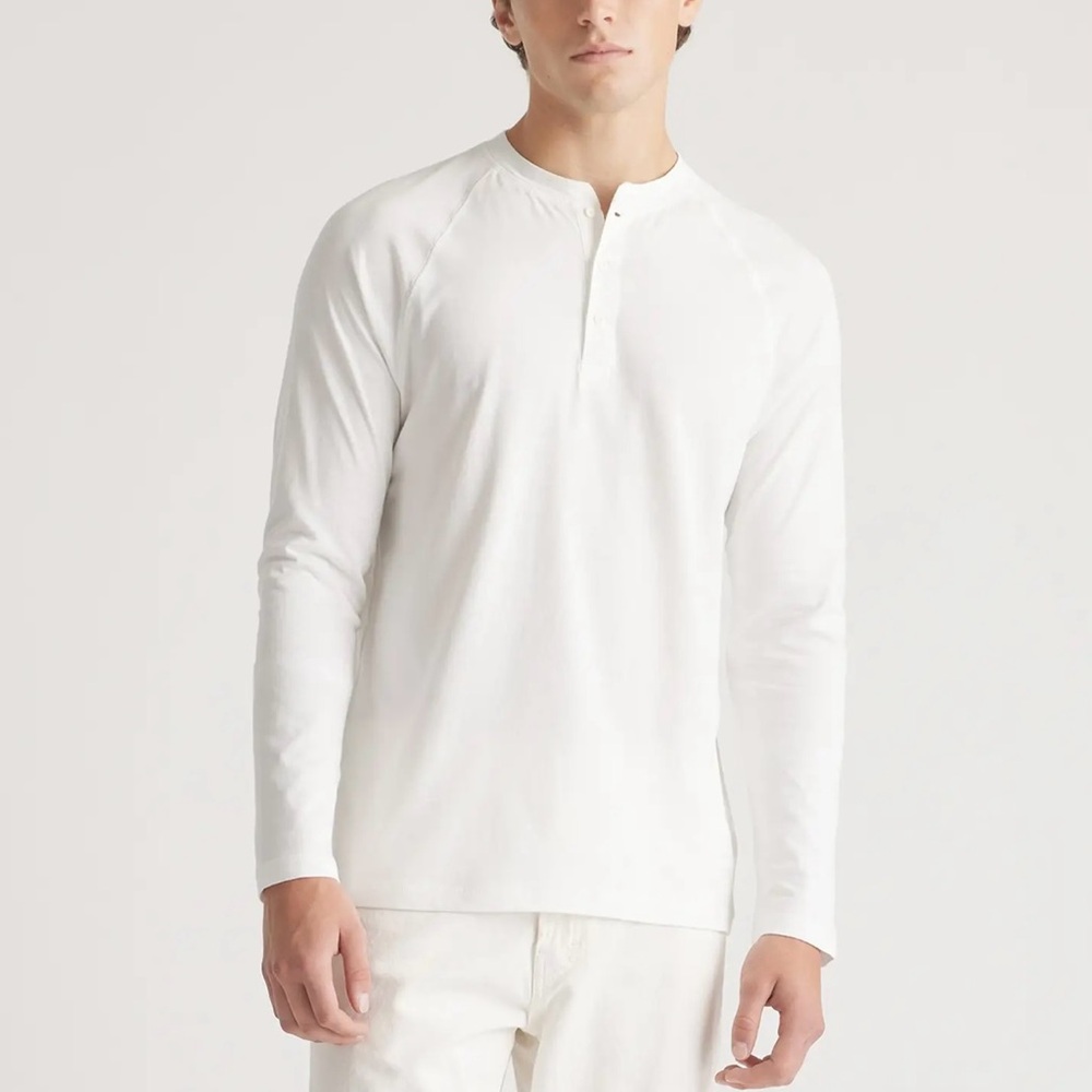 Quince White Long Sleeve Cotton Modal Henley Men’s XL